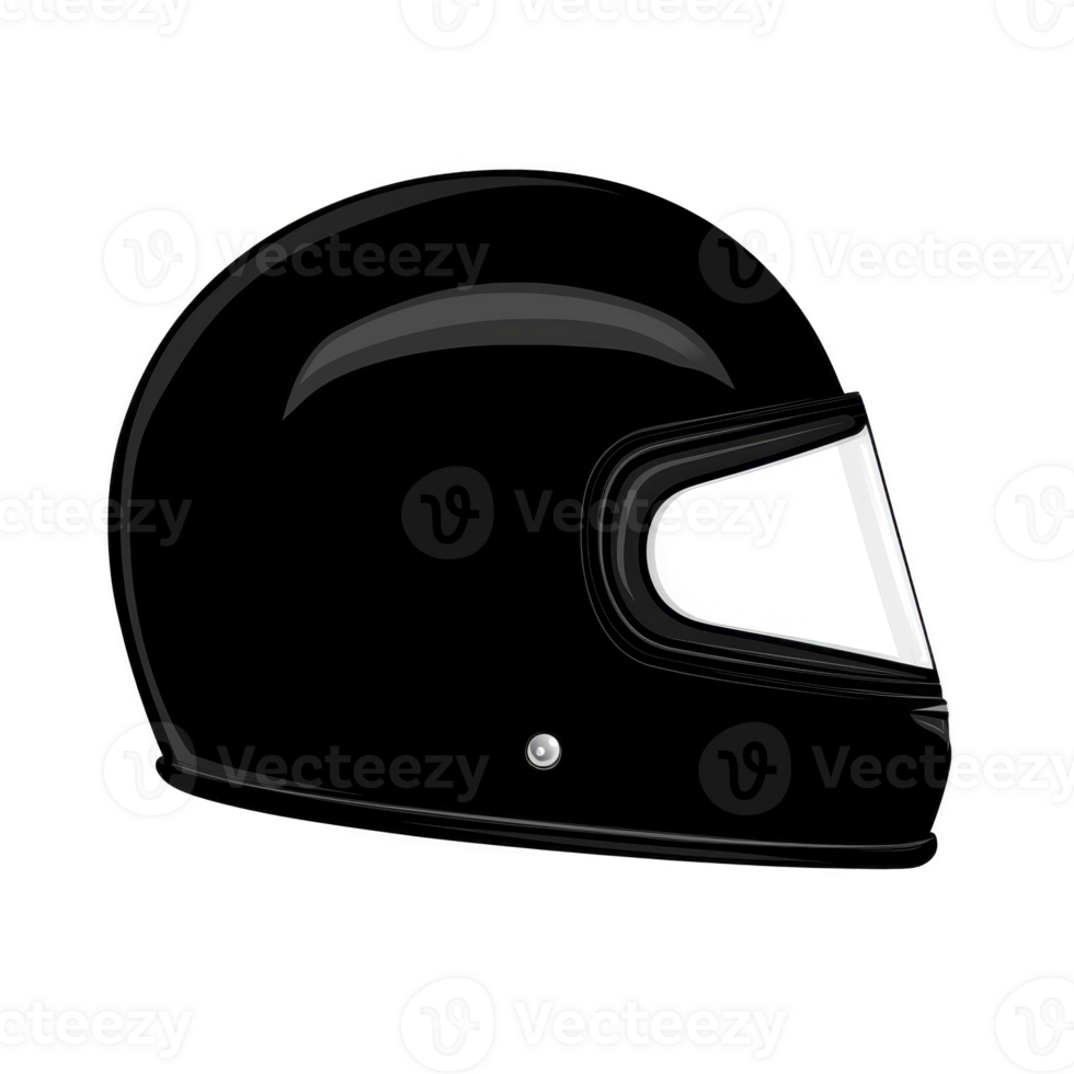 sleek black motorcycle helmet with clear visor, designed for safety and style. helmet aerodynamic shape and glossy finish make it ideal for riders seeking protection and comfort png