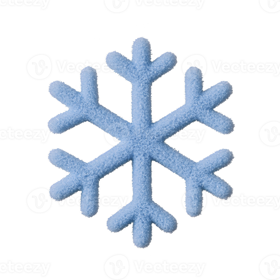 A blue snowflake with textured surface is isolated on transparency background, showcasing its intricate design and symmetry. image captures essence of winter and cold weather png