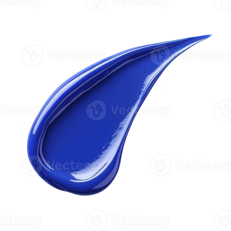 A vibrant blue paint smear with glossy texture and smooth, flowing shape. rich color and shiny finish create dynamic and artistic impression png