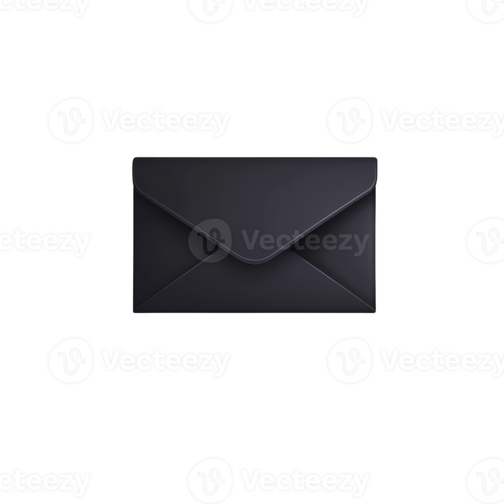 A sleek black envelope with glossy finish, perfect for formal invitations or elegant correspondence. envelope minimalist design adds touch of sophistication to any occasion png