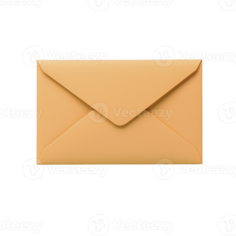 A closed beige envelope is centered against plain transparency background, showcasing its simple and classic design. envelope flap is neatly sealed, suggesting it is ready for mailing or delivery png