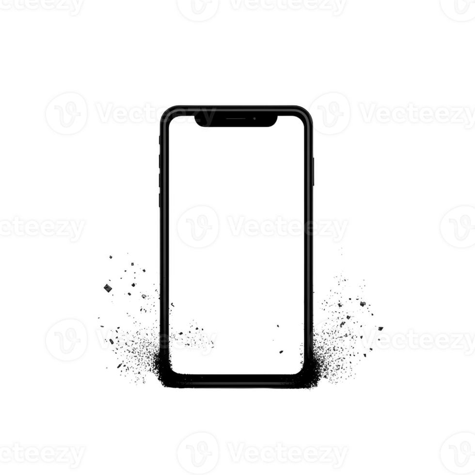 A smartphone with blank screen is surrounded by dynamic splash effect, creating sense of motion and energy. minimalist design highlights phone sleek frame png