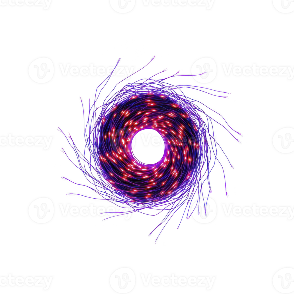 vibrant, swirling abstract design with central circular pattern, featuring bright red and purple lights creating dynamic, energetic effect. image evokes sense of motion and intensity png