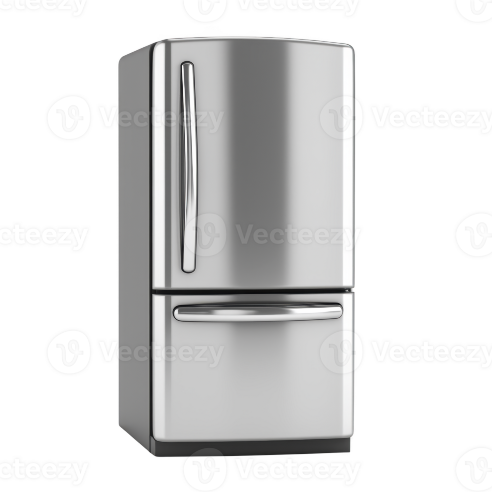 sleek, modern stainless steel refrigerator with bottom freezer, featuring minimalist design and smooth finish, perfect for contemporary kitchens png