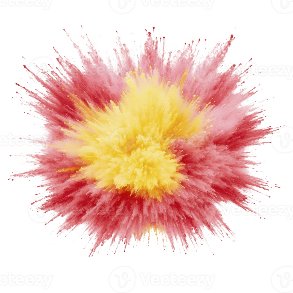 This features vibrant explosion of colors, with central burst of yellow surrounded by dynamic pink and red hues, creating striking and energetic visual effect png