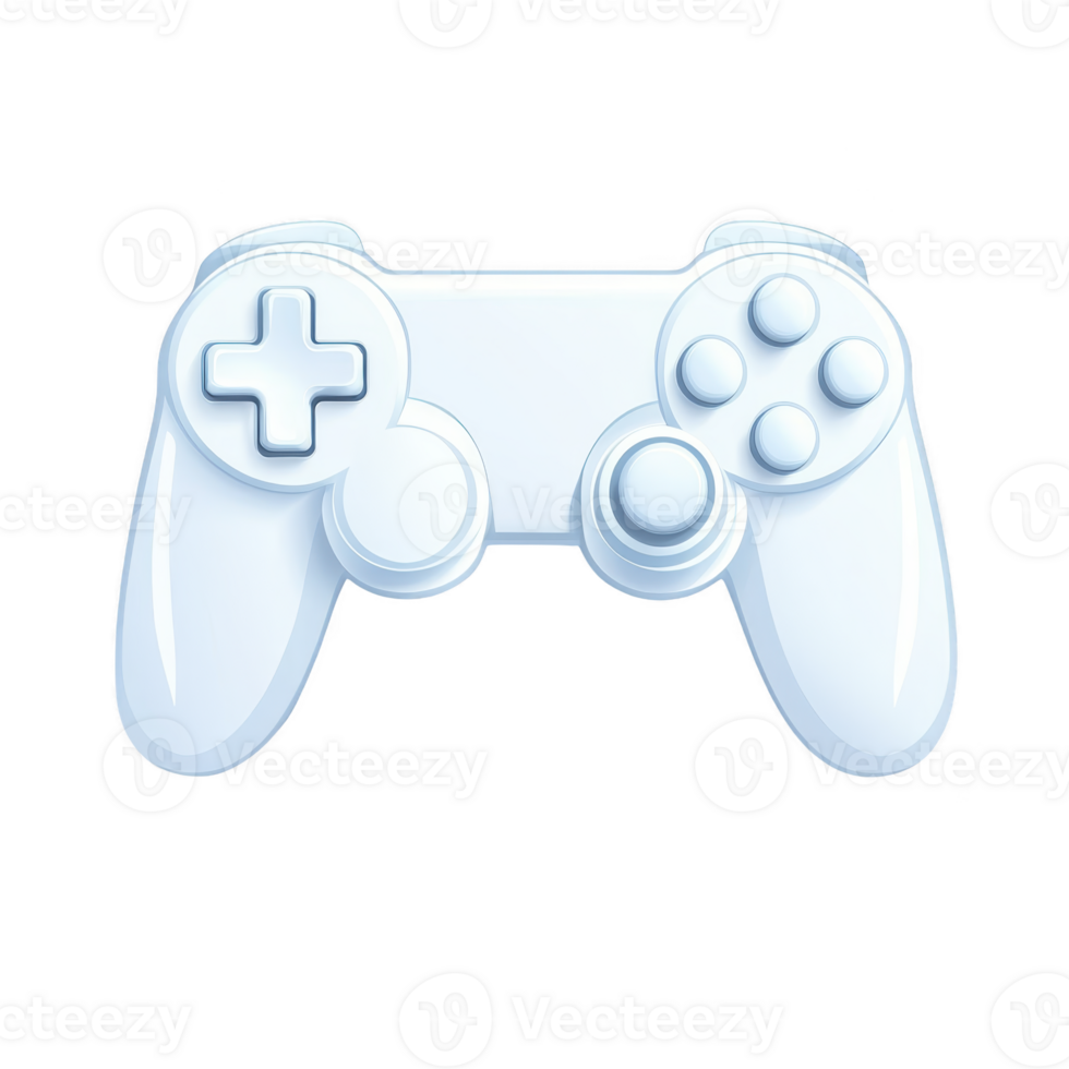 white gaming controller with sleek design, featuring dual analog sticks, directional pad, and multiple buttons, isolated on transparency background png