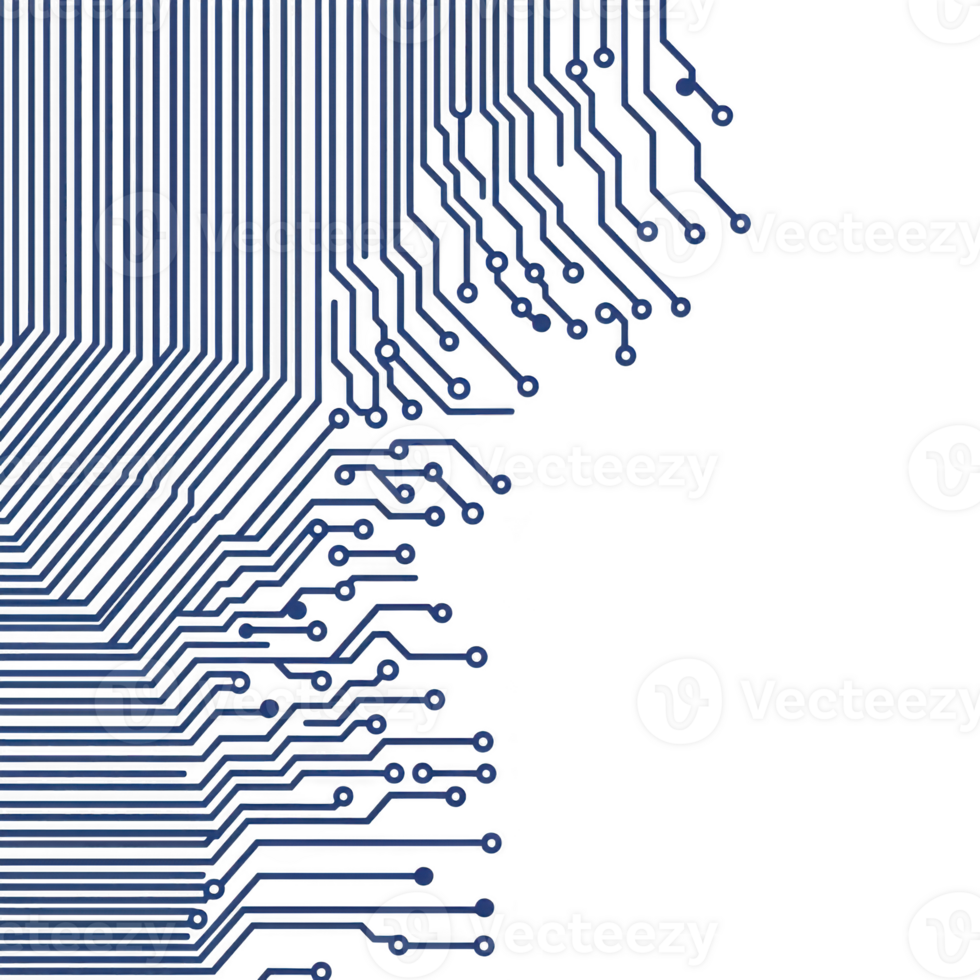 complex network of blue circuit lines forms intricate pattern, resembling futuristic digital circuit board. design is abstract and technological, evoking sense of innovation and connectivity png