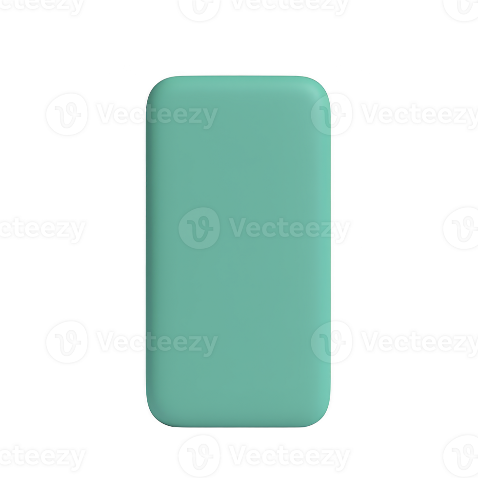 sleek, minimalist turquoise power bank with smooth finish, perfect for on go charging. Its compact design makes it easy to carry in bag or pocket, ensuring convenience and style png