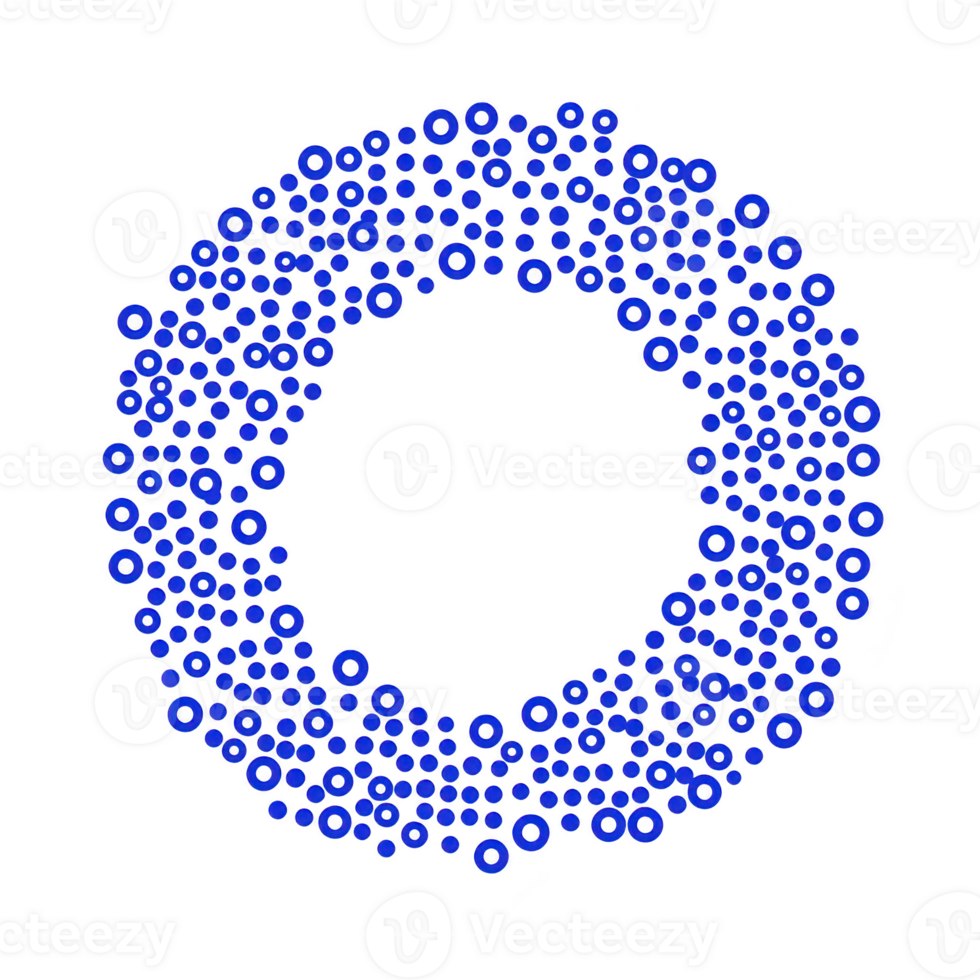 circular pattern of interconnected blue nodes creates visually striking design, evoking sense of connectivity and complexity. arrangement suggests network or molecular structure png