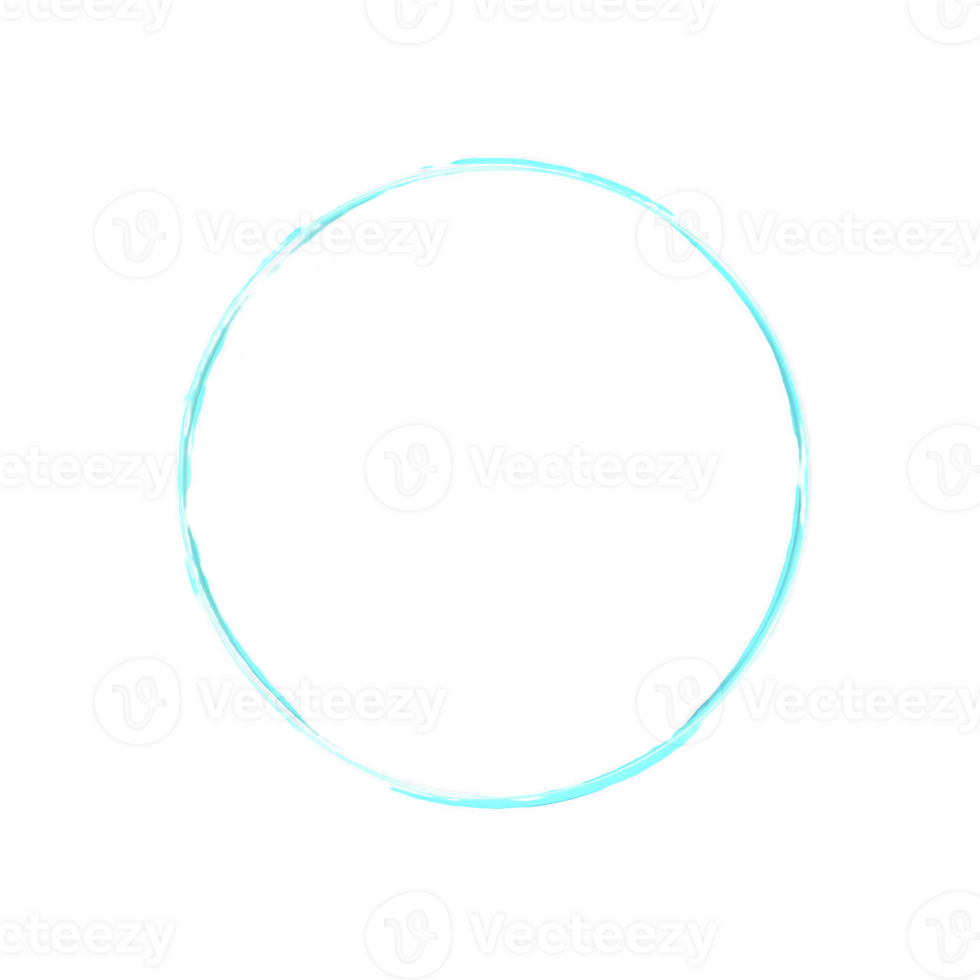 glowing blue circle with rough, hand drawn appearance stands out against transparency background, creating minimalist and modern design png