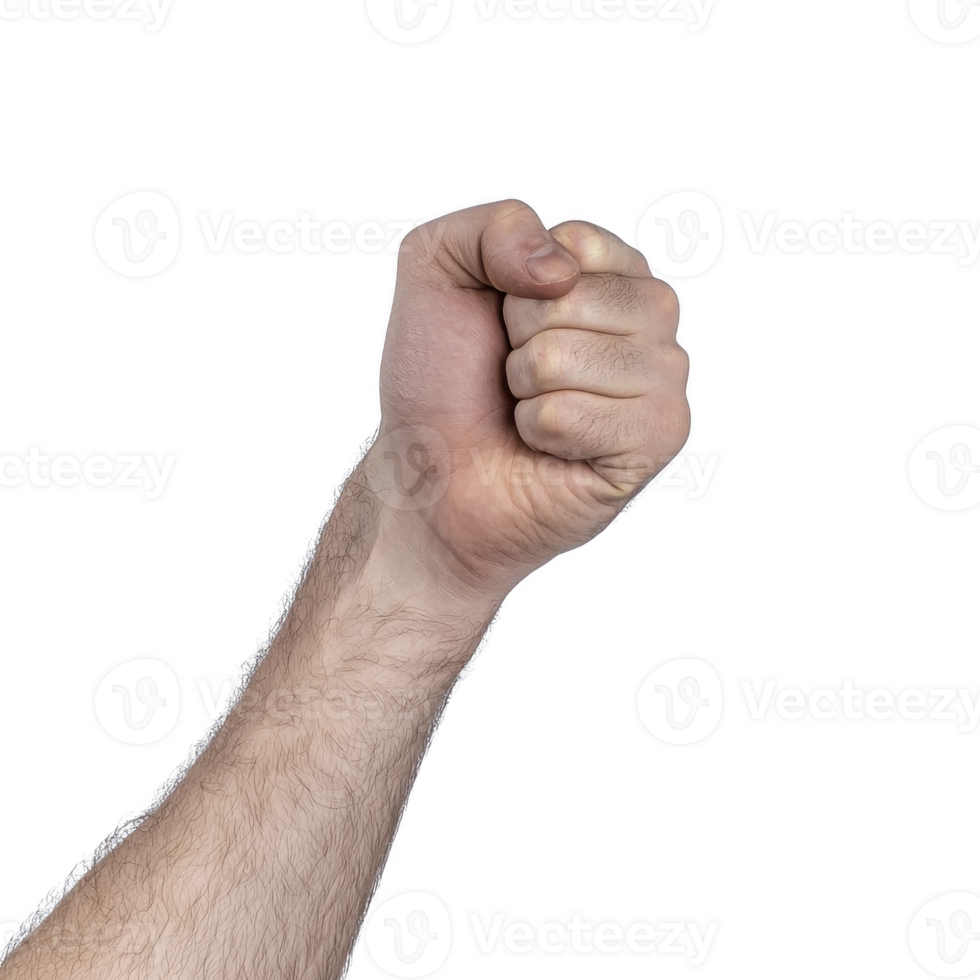 clenched fist with determined expression, symbolizing strength and unity, is shown against plain background. image captures essence of power and solidarity png