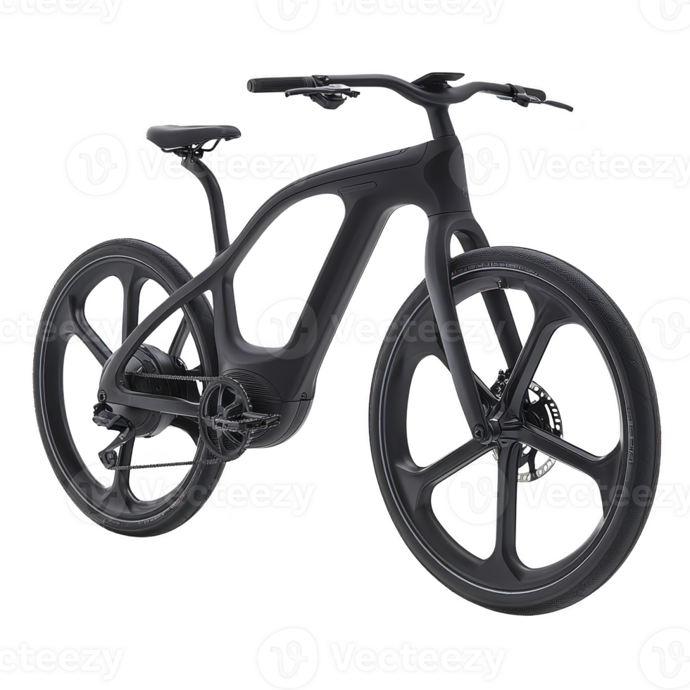 sleek, futuristic bicycle with streamlined design and large, aerodynamic wheels, perfect for modern urban commuting. minimalist frame and integrated components enhance its innovative appearance png