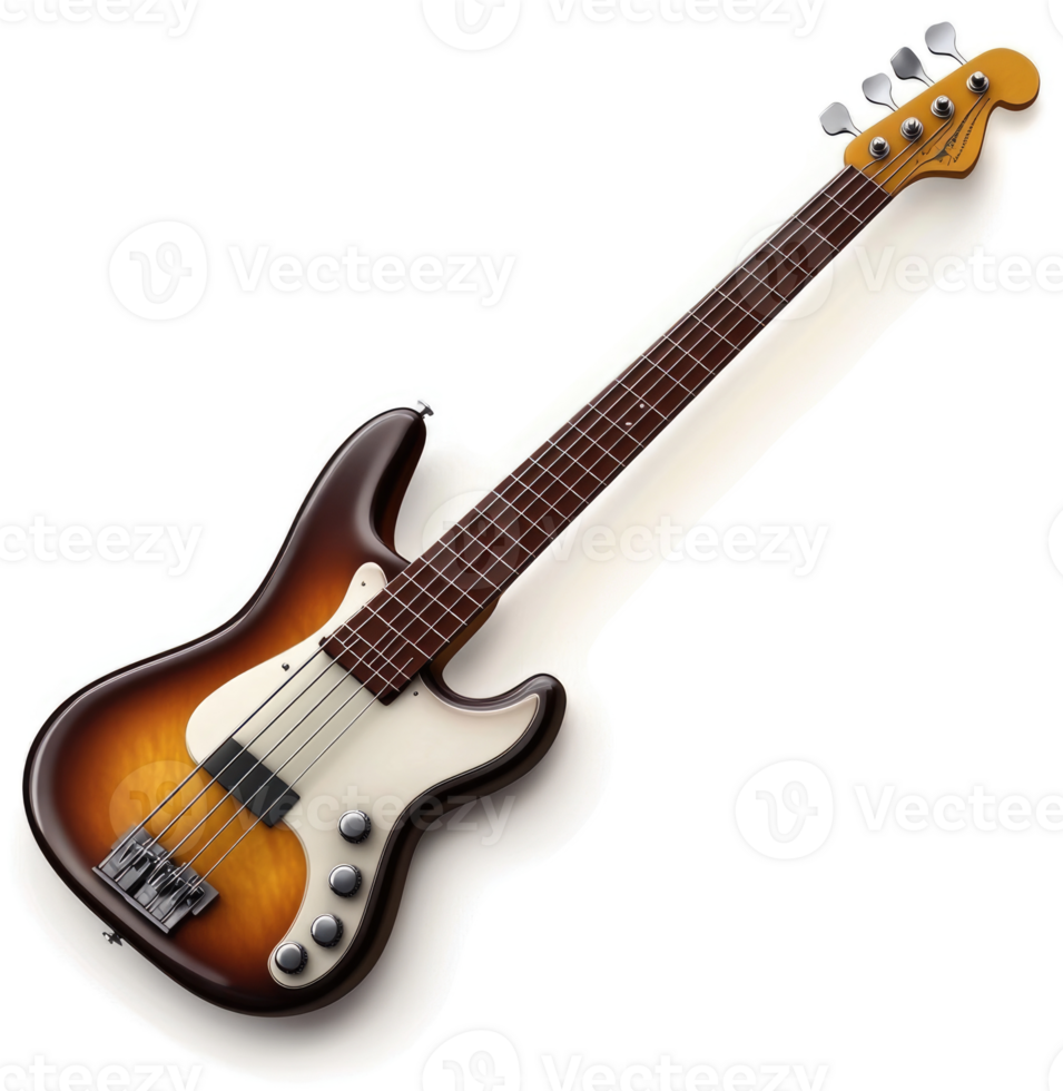 a Electric bass guitar with a sunburst finish. png