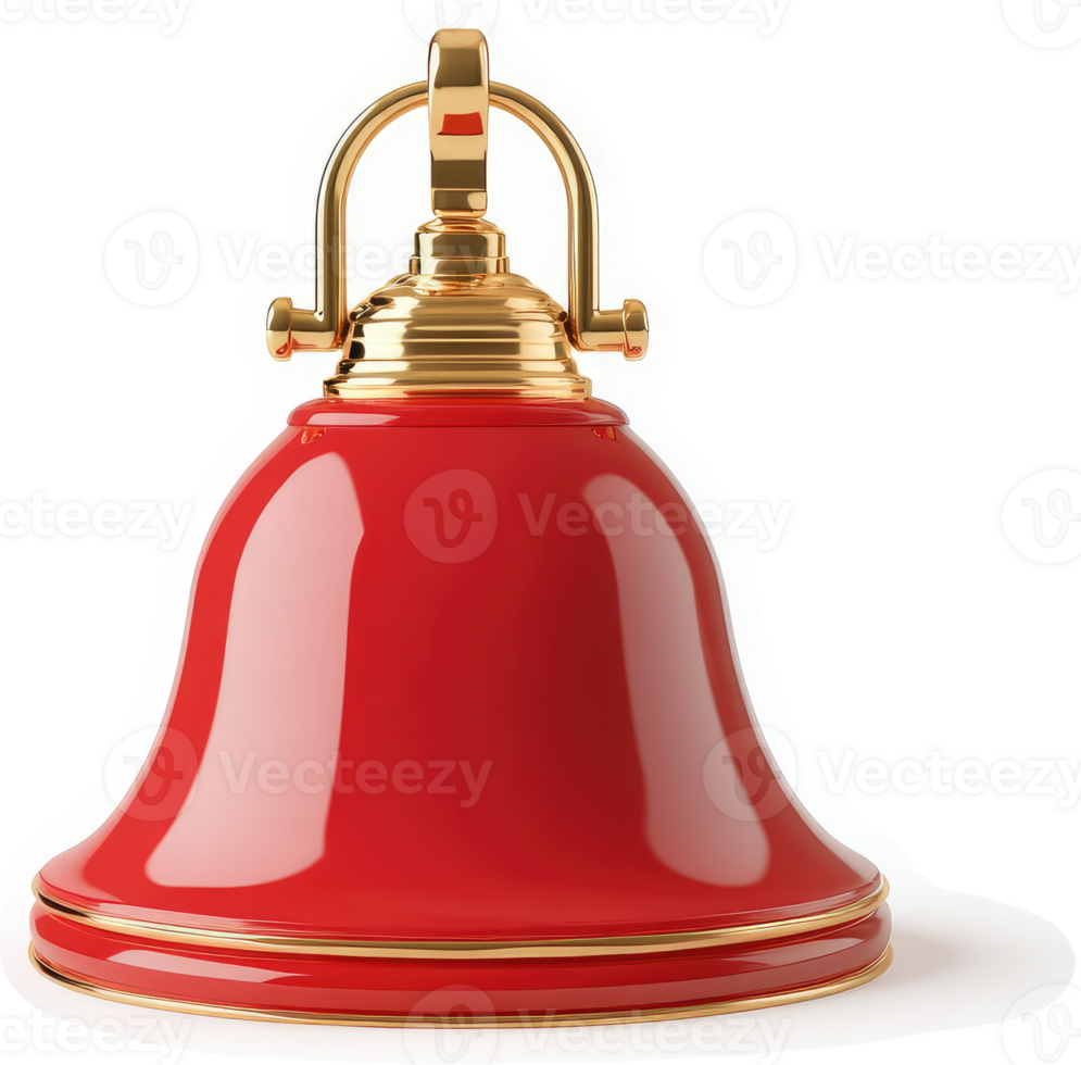 a Polished red bell with golden accents. png