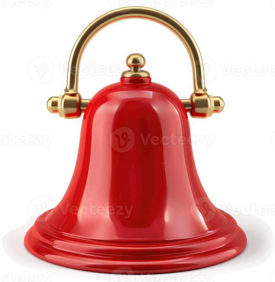Polished red bell with golden accents png