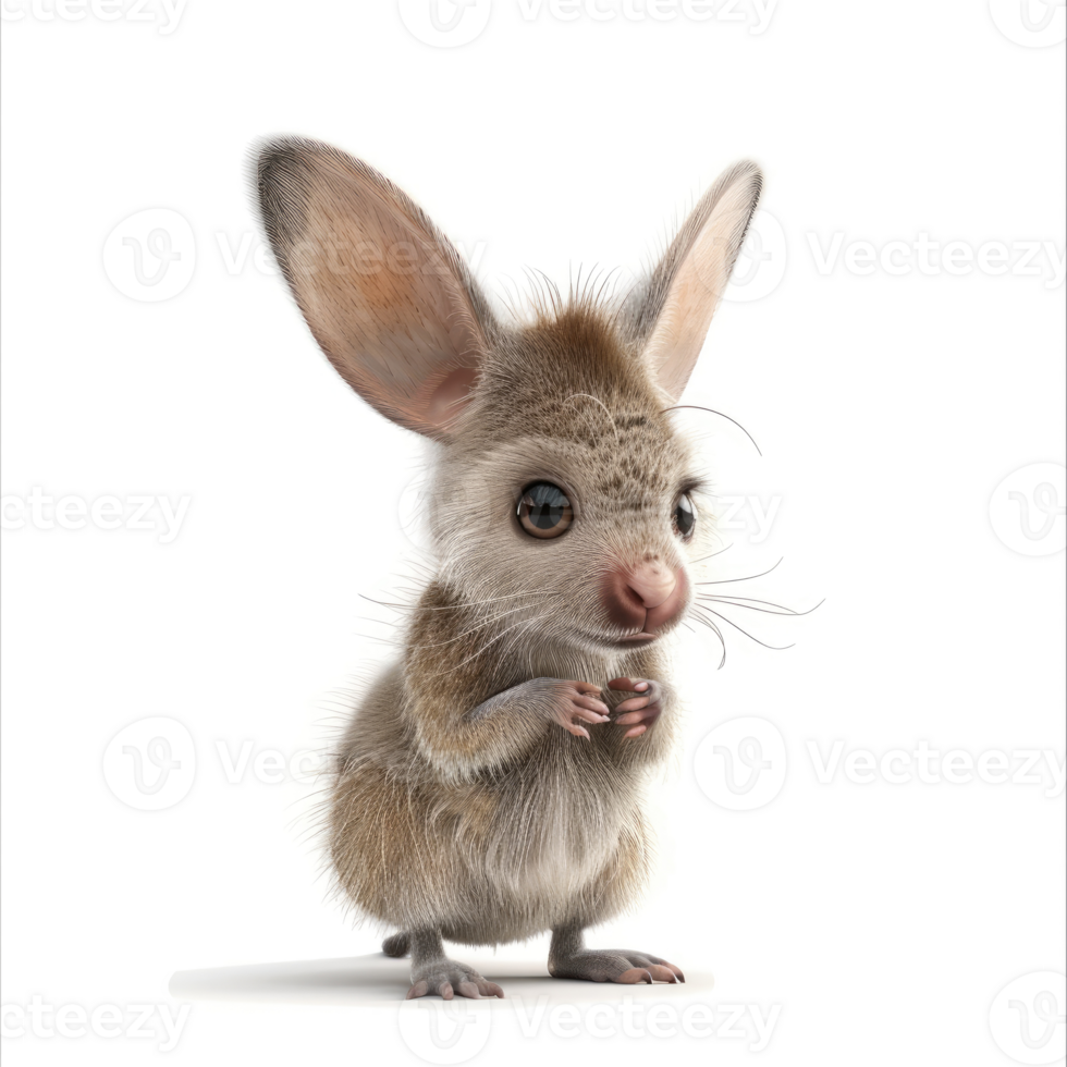 Cute digitally rendered marsupial, posed in front view. png