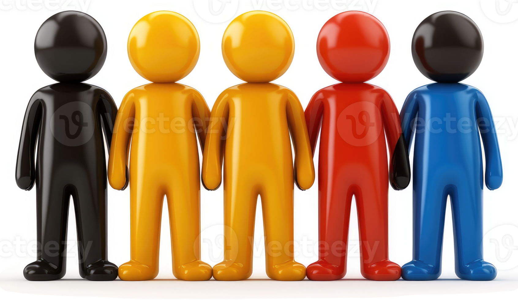 Diverse figures standing in a row, united by their connection. png