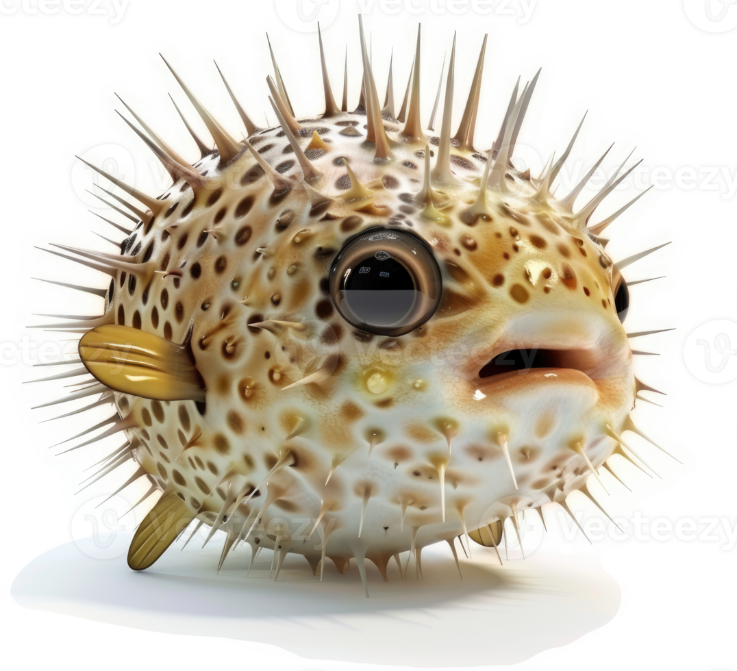 Adorable spiny pufferfish with cartoonish features. png