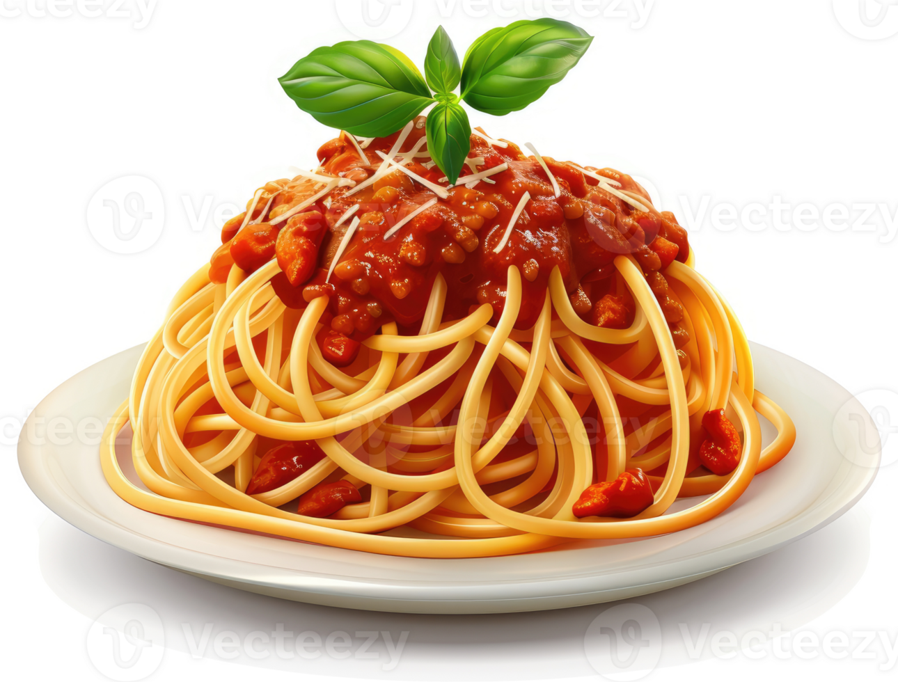 Delicious spaghetti dish topped with savory meat sauce. png