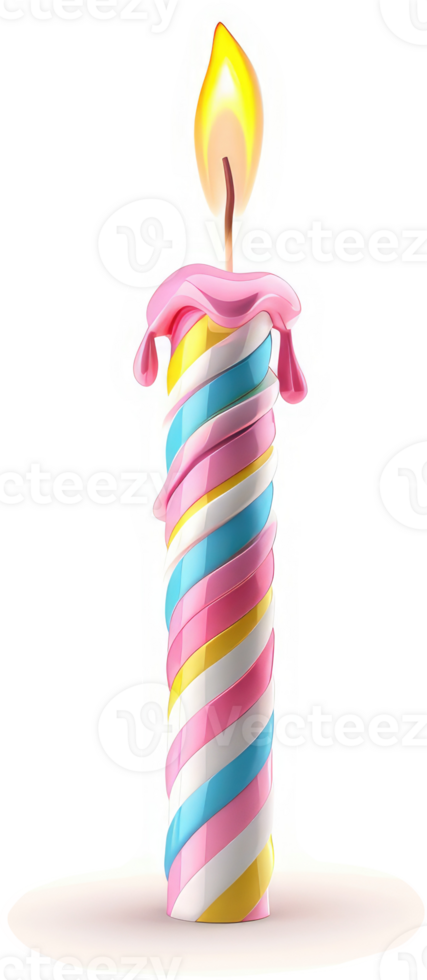 Colorful spiral candle with dripping wax. png