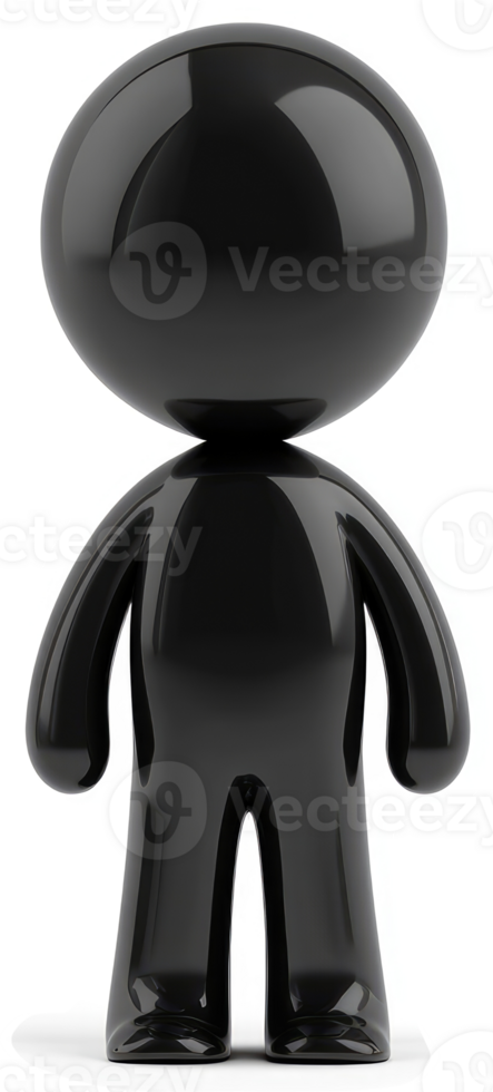 Glossy black cartoon character figure png