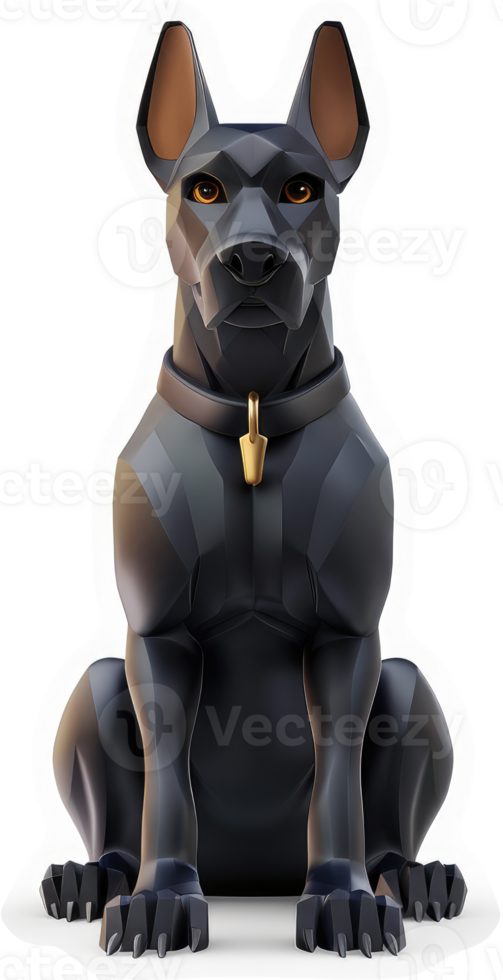 Stylish, black doberman dog illustration. png