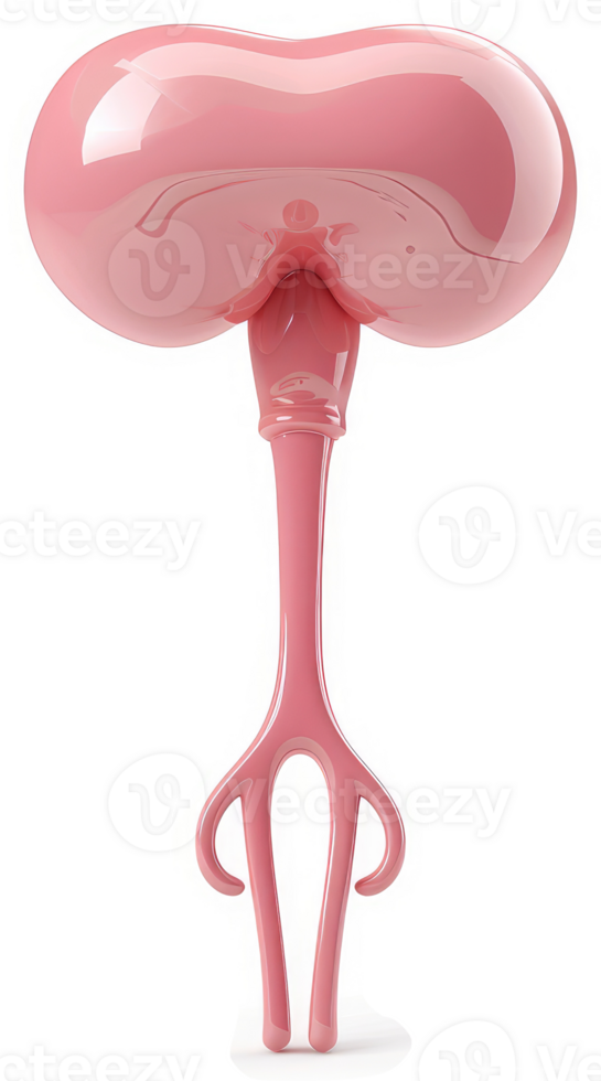 Pink, stylized representation of a kidney and ureter. png