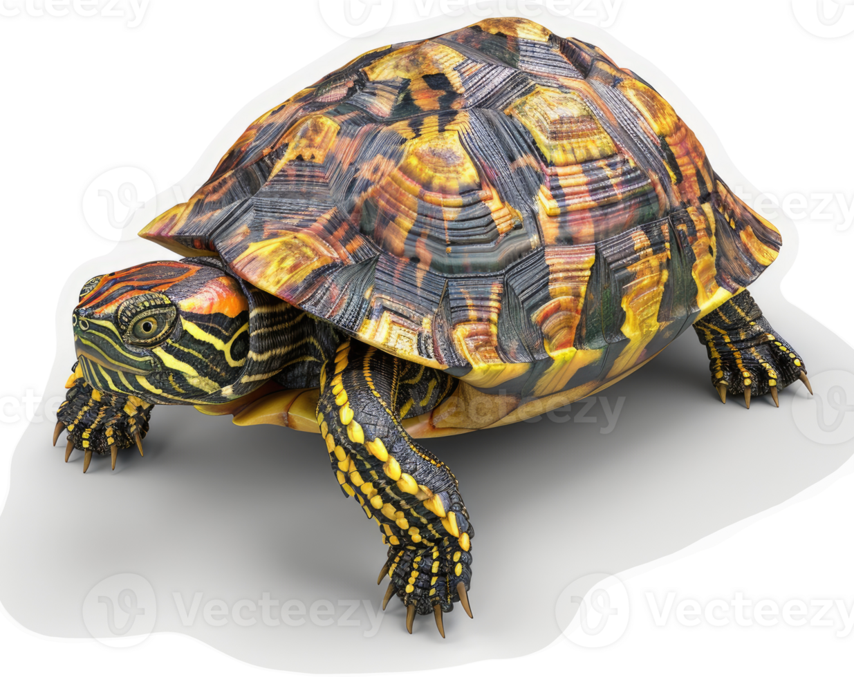 Colorful turtle shell showcasing intricate patterns. png