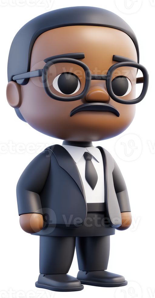 Cartoonish depiction of a serious, business-like man. png