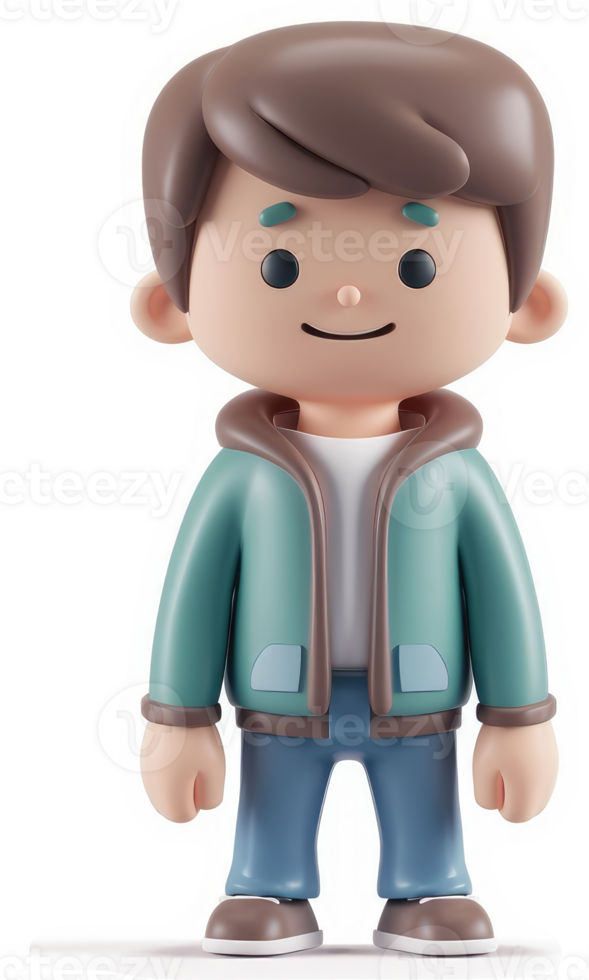 Smiling cartoon boy in casual attire. png