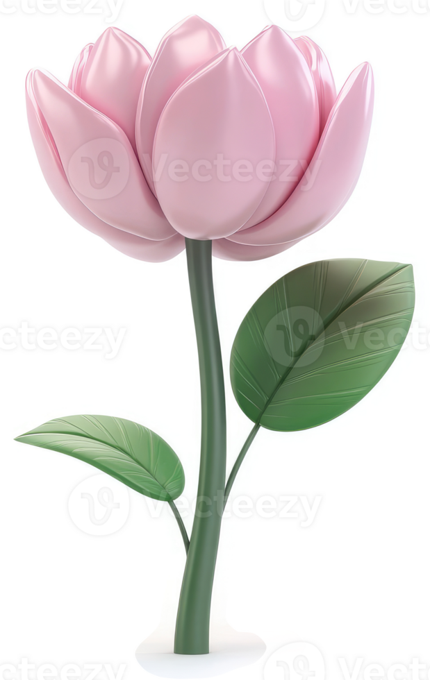 Delicate pink lotus flower with vibrant green leaves. png