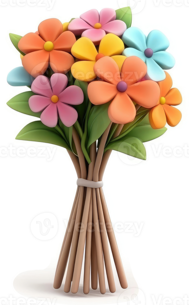 a Vibrant bouquet of colorful cartoon flowers. png