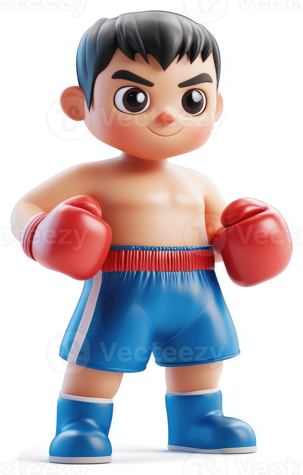 a Cartoon boy boxer in fighting stance. png