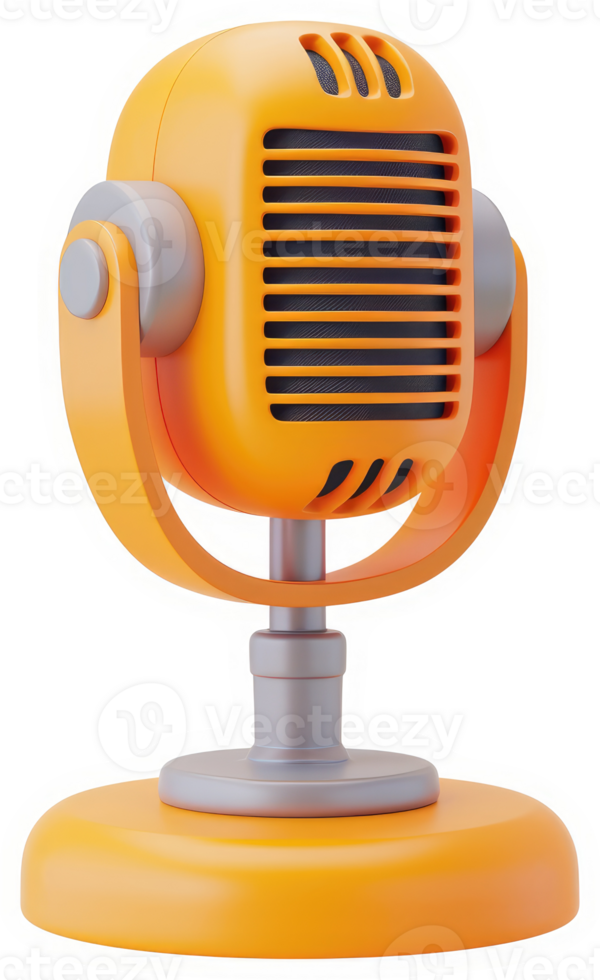 Retro orange microphone icon, a vintage sound device. png