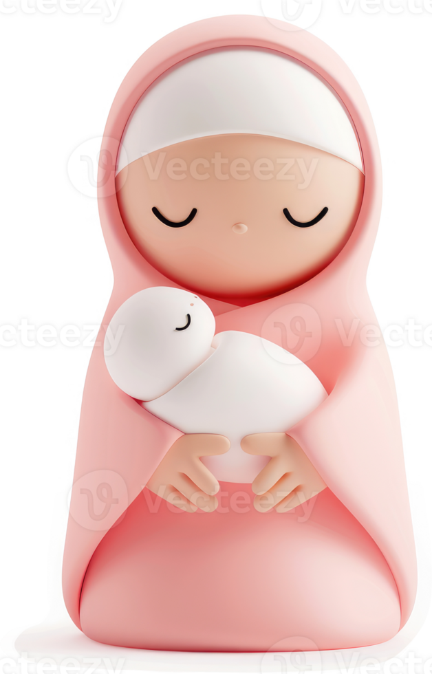 Gentle pink depiction of the madonna and child. png