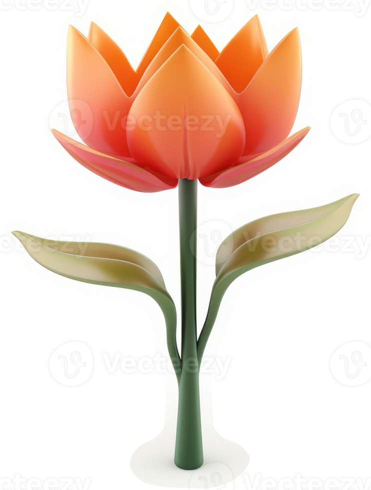 Vibrant orange stylized tulip illustration. png