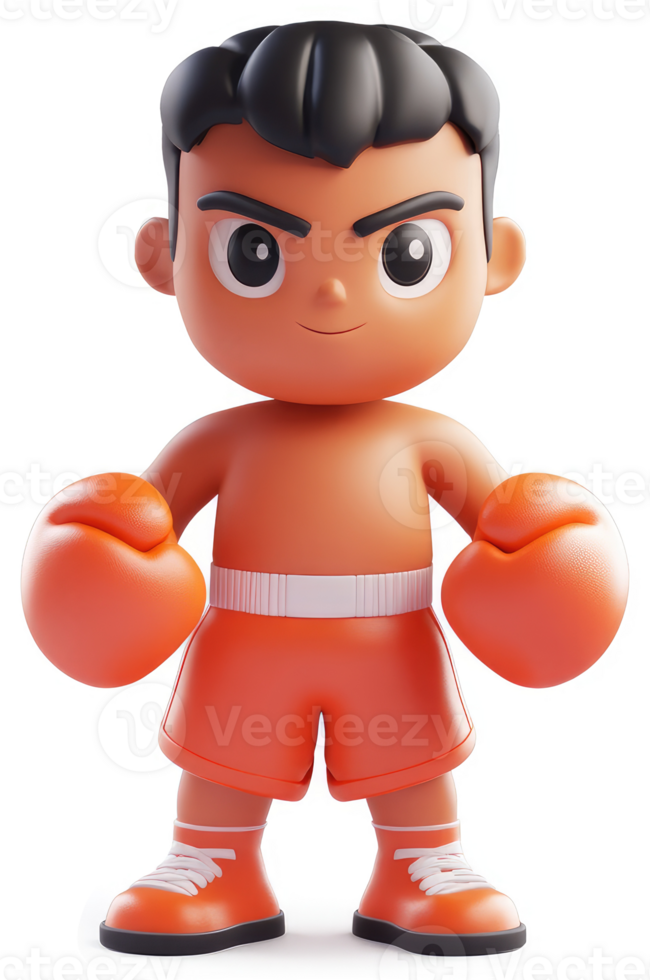 Cartoon boxer character stands ready for a match. png