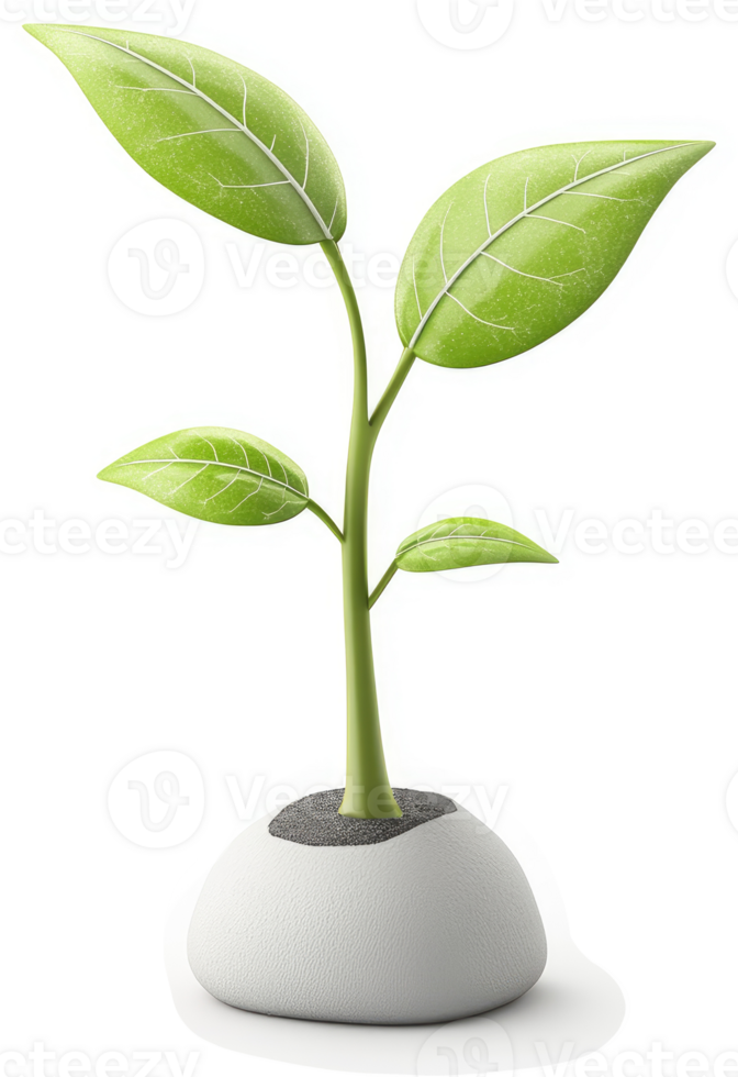 Fresh, vibrant seedling in a decorative, round pot. png