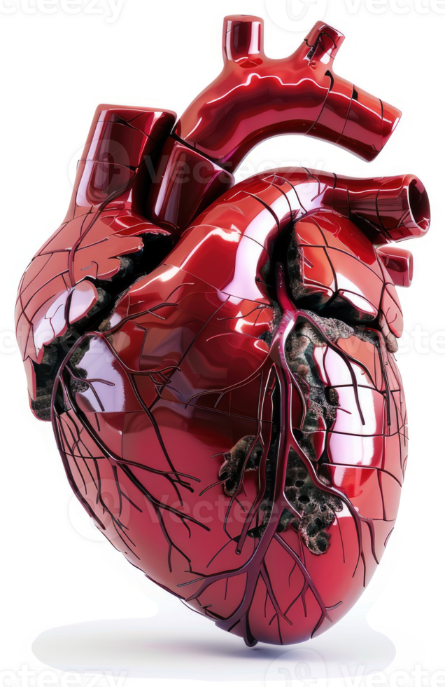 A fractured heart, highlighting cardiovascular fragility. png