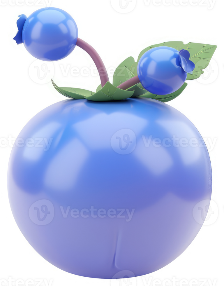 Two blueberries atop a large, stylized blueberry. png