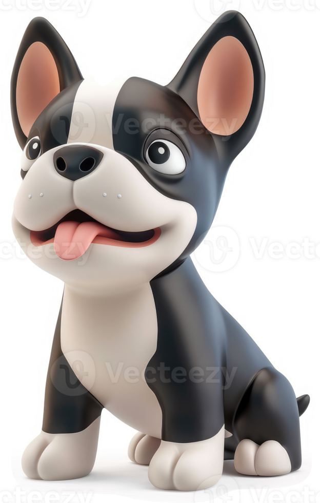 Cheerful cartoon boston terrier illustration. png