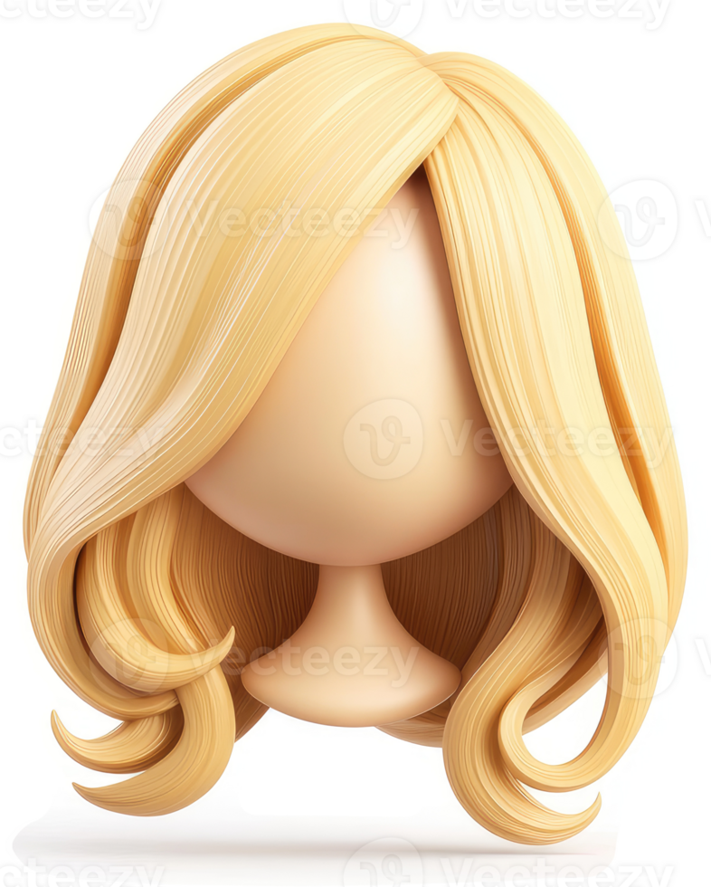 Blonde layered hair styled on a cartoon head. png