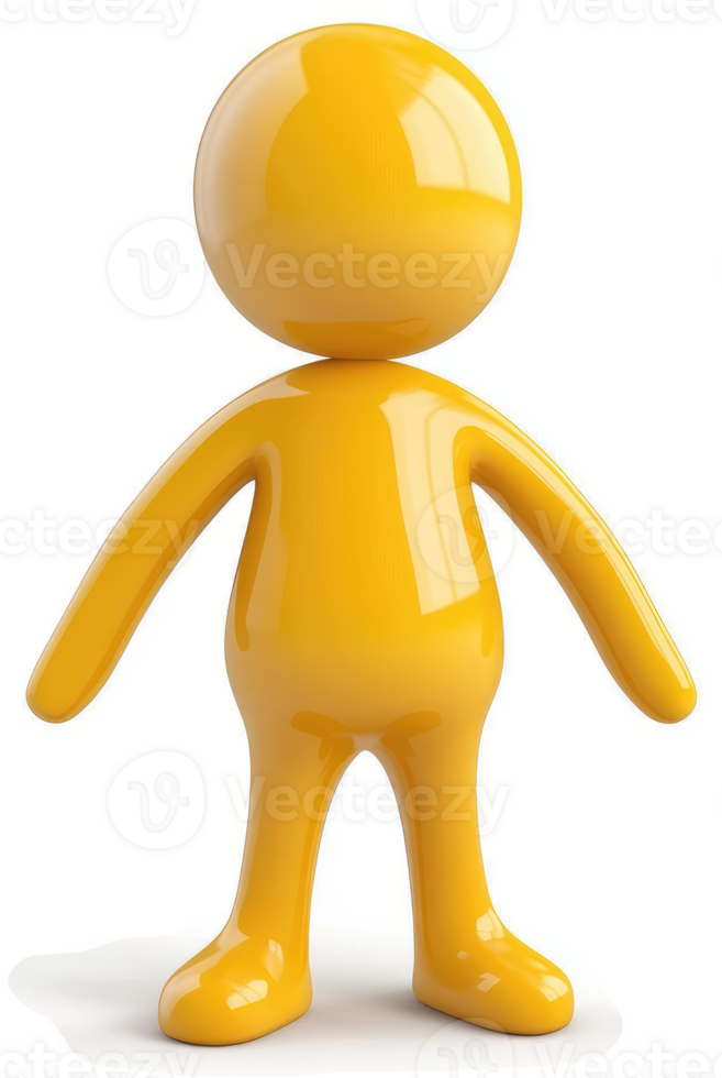 Bright yellow cartoon figure standing in profile view. png
