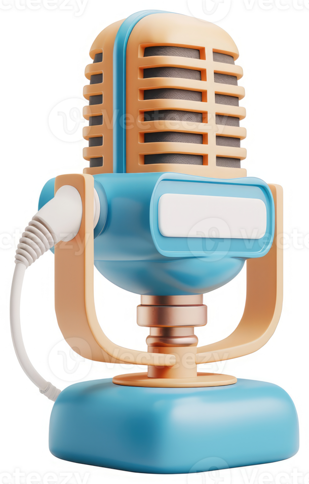 Retro microphone design with vintage aesthetics. png