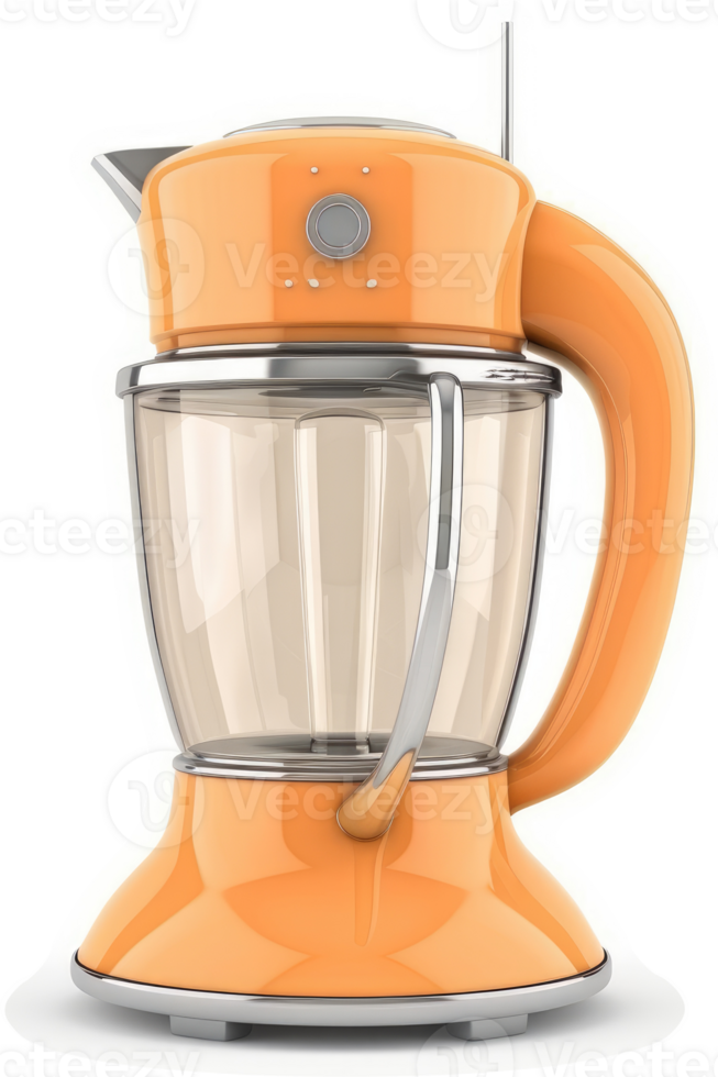 Retro-style orange blender with glass jar. png