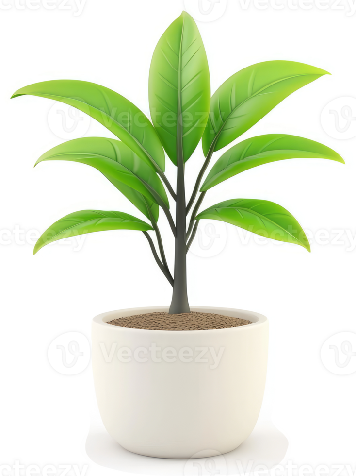 Vibrant potted plant with lush green leaves. png