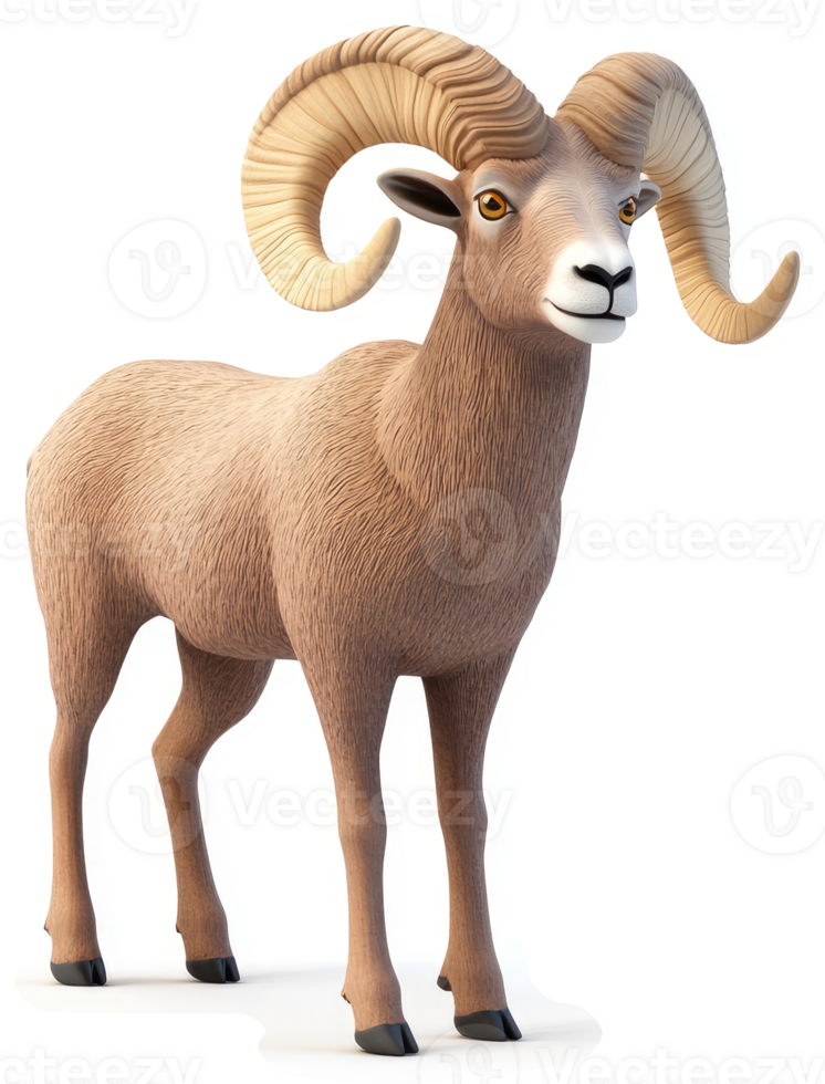 Bighorn sheep, a majestic mountain ram, posed for a graphic. png