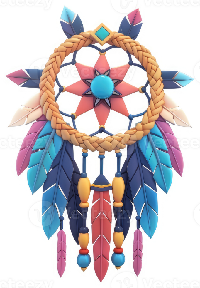 Colorful dreamcatcher with intricate details. png