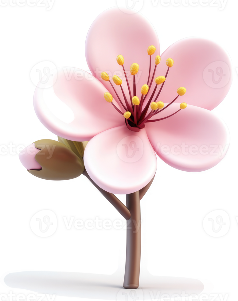 Vibrant pink cherry blossom with delicate details. png