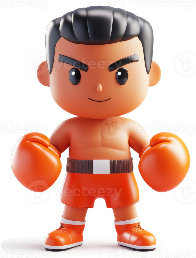 man cartoon boxer character in fighting stance png